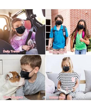 100PCS Kids Black Disposable Face Masks 3 Ply Breathable for 4-12 Ages Boys and Girls - Buy Online on SooperMarket.com