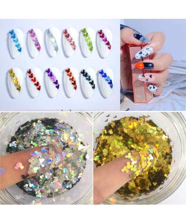 Bonnie-Sam Laser Nail Art Glitter Sequins - 12 Boxes of Butterfly, Star, Moon, Heart, and Flower Designs for Nail, Face, Eyes, and Body Decor - Holiday Collection - Buy Online on SooperMarket.com