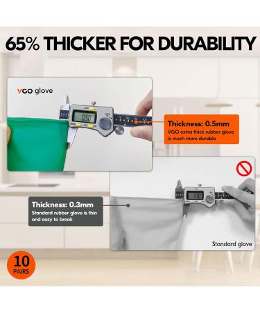 VGO 10 Pairs Reusable Kitchen Gloves - Long-Sleeved Multi-Functional Household Cleaning & Dishwashing - Green HH4601P1 - Buy Online on SooperMarket.com