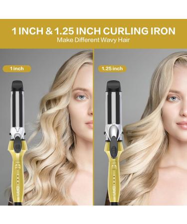 1 1/4 Inch Mini Travel Curling Iron - Dual Voltage 3 Temperatures Rapid Heating Titanium Wand - Buy Online on SooperMarket.com