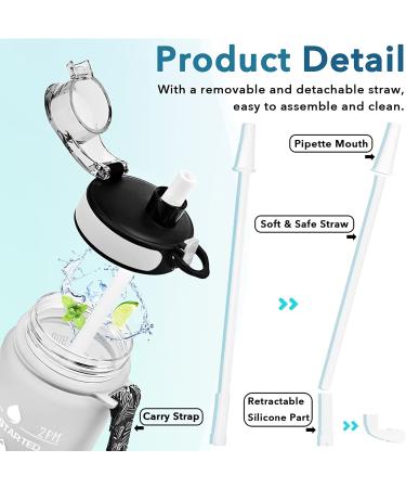 Enerbone 32oz Leakproof BPA-Free Water Bottle with Motivational Times & Straw - Gray-Black - Buy Online on SooperMarket.com
