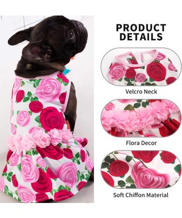 KYEESE Elegant Princess Dog Dress with Rose and Flowers Decor for Small Dogs - Medium Size | Spring Summer Dog Apparel - Buy Online on SooperMarket.com