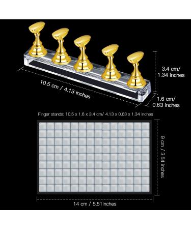 4 Set Nail Tips Holders - Magnetic Acrylic Practice Stands for Manicure & 126 Reusable Sticky Clay Adhesive Putty (Gold Silver Black White) - International Shipping Available - Buy Online on SooperMarket.com