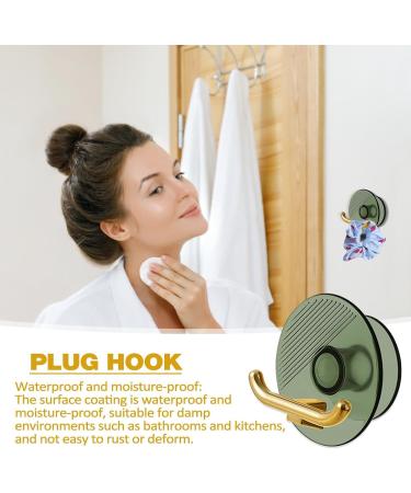 Veeteah Plug-in Cable Holder & Organizer - Toothbrush & Razor Hook Drill-Free Self-Adhesive Storage in Translucent Green - Buy Online on SooperMarket.com