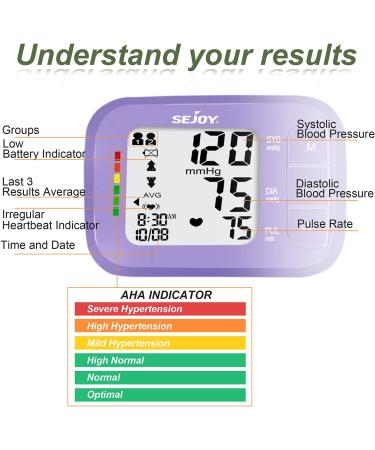 Wrist Blood Pressure Monitor with Irregular Heartbeat Detection and Large Display - Purple | Digital Automatic BP Cuff Monitors for Home Use - 120 Memories, Adjustable Cuff - Buy Online on SooperMarket.com