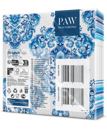 PAW 3-Layer Napkins (33x33 cm) - 20 Colorful Paper Napkins for Communion Wedding Confirmation & Celebrations | Decorative Ornaments & Porcelain Tiles - Buy Online on SooperMarket.com