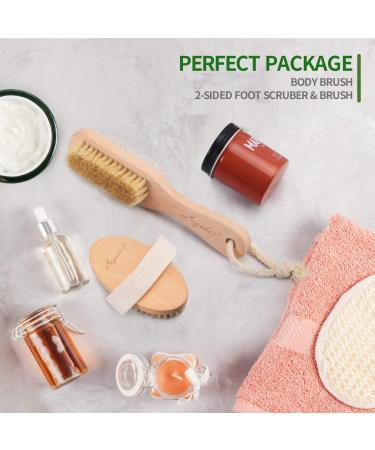 LAYUKI Body Brush & 2-Sided Foot File Scrubber Set - Exfoliating Skin, Cellulite Treatment, Bath & Shower Essentials - Buy Online on SooperMarket.com