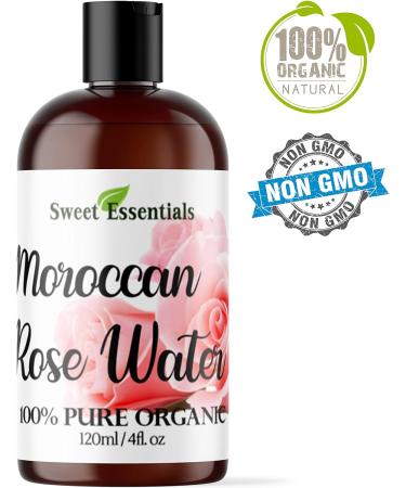 Premium Organic Moroccan Rose Water - 4oz | 100% Pure & Food Grade | Hydrating & Rejuvenating Face & Neck | Imported from Morocco | Rich in Vitamins A & C - Buy Online on SooperMarket.com