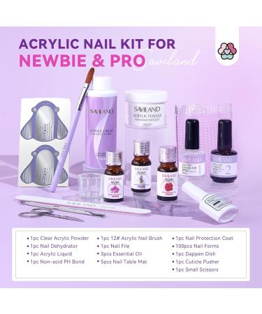SAVILAND Acrylic Nail Kit - 100% Essential Oil 2oz Clear Powder Liquid Set & Nail Practice Mat - Professional DIY Nail Art for Beginners - Buy Online on SooperMarket.com