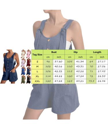 WILLBEST Women's Casual Dungarees Summer Overalls Jumpsuits Short Sleeve Straps Straight Wide Leg Long Pant Romper with Pockets 845-oyvsw-5-blue M - Buy Online on SooperMarket.com