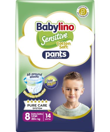 Babylino Sensitive Cotton Soft diapers pants size 8 pants XXL (20+ kg) 14 pieces Taglia 8 (Pack of 14)