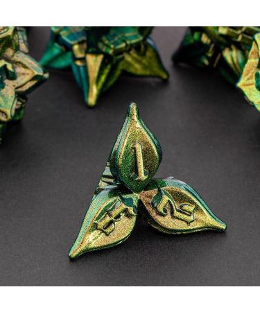 KERWELLSI Metal Dice Set - Unique Leaf Design D&D Dice with Cool Box | Handmade Polyhedral Dice for RPG Games - Buy Online on SooperMarket.com
