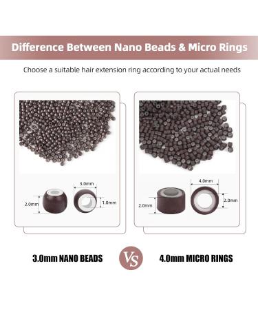 200Pcs 4mm Silicone Lined Micro Ring Beads for Hair Extensions - Brown | 5 Color Options Available - Buy Online on SooperMarket.com