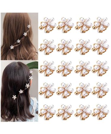 Mini Pearl Flower Hair Claw Clips - Set of 20 | Sweet Daisy Design | Decorative Hair Accessories for Women and Girls - Buy Online on SooperMarket.com