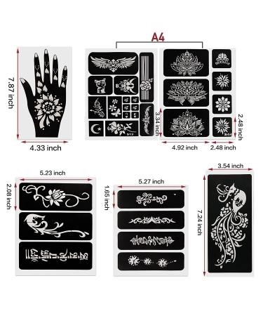 Kapopi Henna Tattoo Stencil Kit - Sexy Temporary Tattoo Stickers for Women, Girls, and Teenagers - Body Art Painting (Henna Tattoo Kit B) - Buy Online on SooperMarket.com