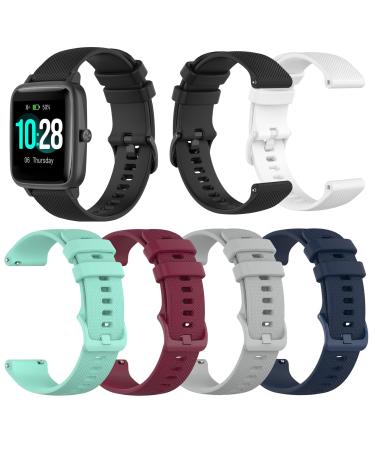 6-Pack Silicone Bands Compatible with Letsfit ID205L ID205S Smart Watch band, Replacement Soft Silicone Quick Release straps for Women&Men Multicolor6-Pack