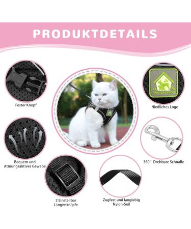 Adjustable Cat Dishes Set - Breathable Mesh & Soft Lining for Cats Kittens Dogs & Puppies (XS Black) - Ideal for International Shipping - Buy Online on SooperMarket.com