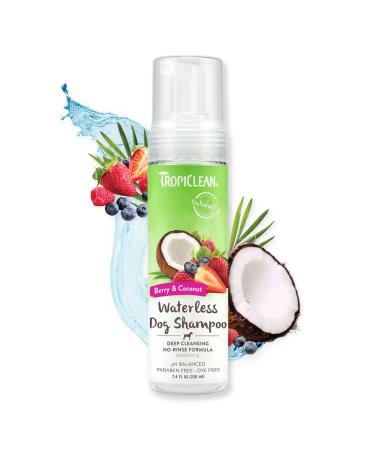 TropiClean Deep Cleansing Waterless Shampoo for Dogs, 7.4oz - Made in USA - Dry Shampoo for Dogs - Moisturizes - No Rinsing Required - Waterless - Berry & Coconut Scent