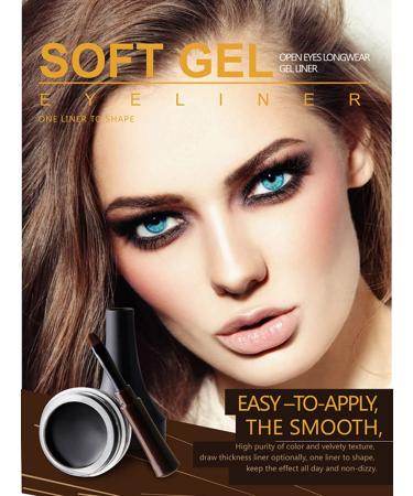 Go Ho Matte Black Gel Eyeliner - Water-proof, Smudge-proof, Long Lasting Cream Eyeliner with Brush - 1Black - Buy Online on SooperMarket.com