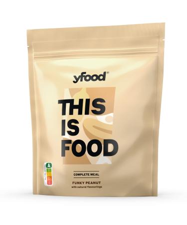 Yfood powder funky peanut delicious drinking meal for on the go this is food powder 6.3g protein 17 meals 26 vitamins and minerals 1.5kg bag flavor