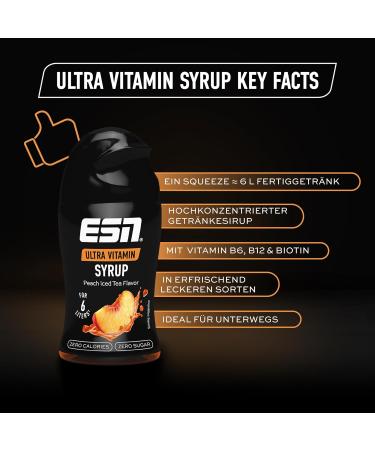 Buy ESN Ultra Vitamin Syrup - Peach Iced Tea 65ml | 6 Liters of Vitamin-Infused Beverage | International Shipping - Buy Online on SooperMarket.com