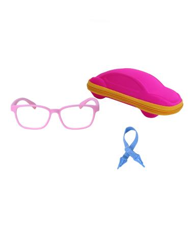 JoXiGo Computer Glasses Against Blue Light for Kids Baby Boys and Girls (3-7 Years) + Glasses Strap + Glasses Case Pink