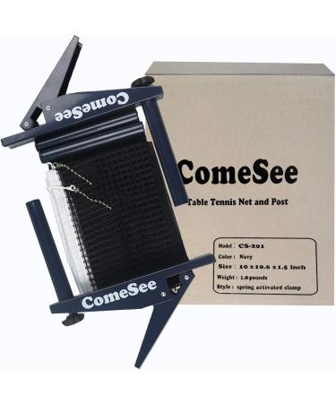 Professional Spring Activated Ping Pong Net Set with Clamp - Navy | Tension Adjustable for Easy Table Tennis Setup - Buy Online on SooperMarket.com