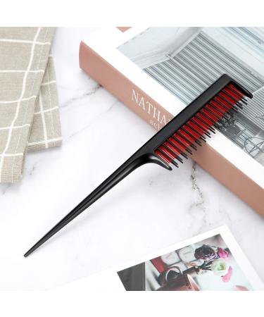 3 Piece Triple Teasing Comb Set - Rat Tail Combs for Women - Perfect for Root Teasing, Adding Volume, and Evening Styling - Black and Red - Buy Online on SooperMarket.com