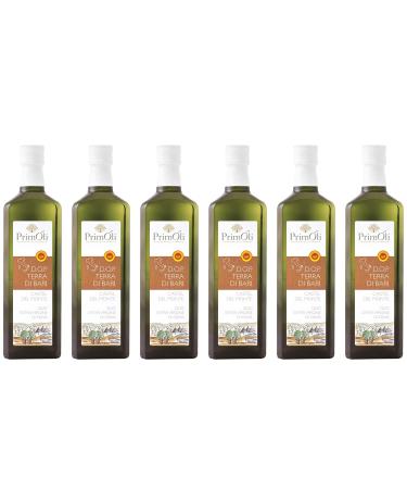 Primoli cold -pressed olive oil D.O.P.Terra di Bari from Pugia in southern Italy intensely fruity ideal for pasta and vegetables of the season soups or roasts 6x500 ml D.O.P.Terra di Bari 500 ml (6 Pack)