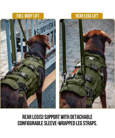 OneTigris Dog Lift Harness for Large Dogs - Dog Support Sling with Handles | Invictus Multifunctional Mobility Assistance Vest - Dog Hip Support Brace | Olive (L) - Buy Online on SooperMarket.com