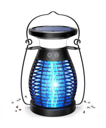 Solar Bug Zapper Outdoor Waterproof, KOOSA Cordless & Rechargeable Mosquito Zapper with 4200V High Powered UV Light, 3 in 1 Fly Zapper Up to 2100 Sq Ft Can Attract Gnats, Mosquitoes, Flies, Moths
