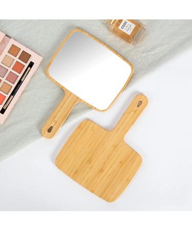 YEAKE Natural Bamboo Hand Mirror - Portable Travel Vanity Mirror for Men & Women - Single-Sided, Medium Size 6.9 x 9.9 - Buy Online on SooperMarket.com
