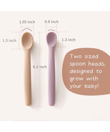Moonkie Silicone Baby Spoons Set of 4 - Soft-Tip Spoons for Infant Feeding - Chewproof & Bendable - Ideal for Self-Feeding & Baby Led Weaning - Grey/Warm Taupe/Ether/Sage - Buy Online on SooperMarket.com