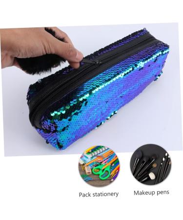 EXCEART 1pc Pencil Style Bags Makeup Cosmetic Mermaid Sequin Multifunction Lady Storage Pouch Bag Sequins Green Black 21X7CM - Buy Online on SooperMarket.com