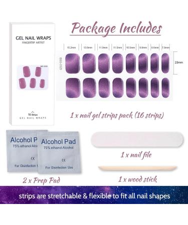 16 PCs Purple Gel Nail Polish Stickers - Full Wrap Nail Strips for Women & Girls | Cured Gel Nail Decoration (BSG-0329 Starry Sky) - Buy Online on SooperMarket.com