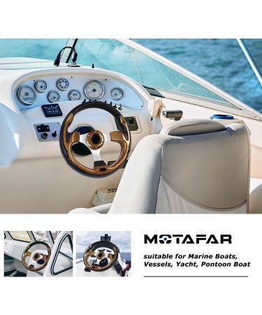 12.4 inch MOTAFAR Boat Steering Wheel - Anti-Slip PU Carbon Fiber, 3/4 Tapered Shaft, for Marine Boats, Yacht, Pontoon (5156-Brown) - Buy Online on SooperMarket.com