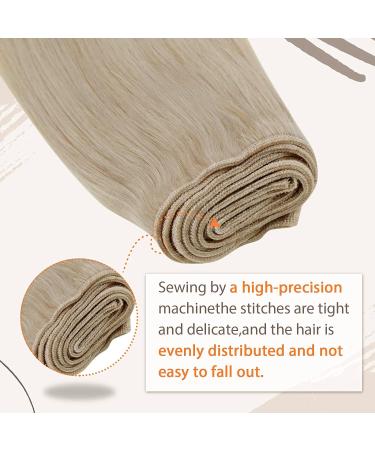 LAAVOO Real Hair Extensions - 100g Remy Weft Hair Tresses in Platinum Blonde #60 - 40cm Length - Buy Online on SooperMarket.com