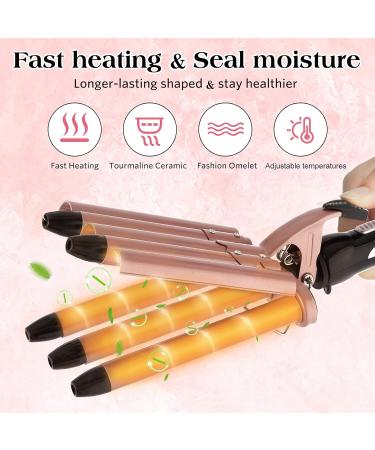 5 Barrel Curling Iron Wand - 0.6 Inch Ceramic Tourmaline Hair Waver with Dual Voltage - Perfect Waves for All Hair Types - Buy Online on SooperMarket.com