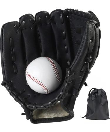 Leapbeast right hand baseball gloves - softball gloves with a ball adult baseball training competition gloves thicken permanent softball gloves 11.5 inch black black