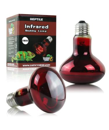Lucky herp reptiles heat lamp Terrarium red light lamp heat lamp heating lamp 100W 2-pack infrared lamp Hermal lamp Animals for turtles bearded dragons chickens dogs