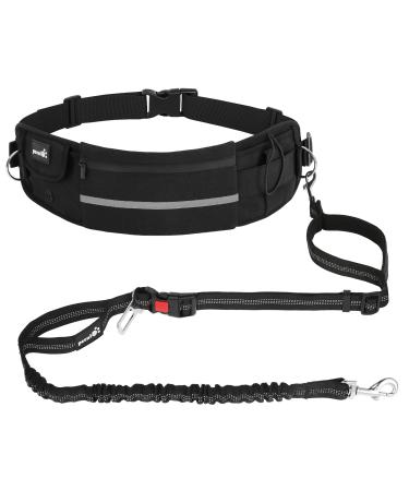 Pecute jogging leash dogs with belly belt pile belt dog leash for large and medium -sized dogs leash dog with belt bag elastic running leash for dogs dog leash for running jogging black basic version up to 100kg