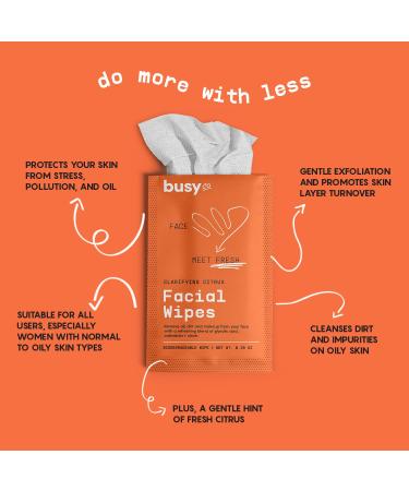 Refresh Line Facial Wipes | Clarifying Citrus Cleaning Towelettes - Natural AHA/BHA Face Wash Cloths 15ct - Perfect for On-the-Go Cleansing - Buy Online on SooperMarket.com