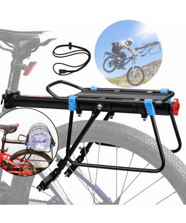 BABEIYXM Rear Bike Rack 110-165lb Bike Cargo Rack with Quick Release, Adjustable Aluminum Alloy Bike Rack for Back of Bike, Bike Rear Rack Bicycle Luggage Carrier Racks with Reflector and Elastic Rope Aluminum Alloy Rack+Elastic Rope