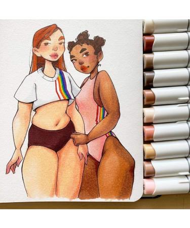 Ohuhu Skin Tone Alcohol Markers Brush Tip - 24 Portrait Skin Colors + Blender - Honolulu - Buy Online on SooperMarket.com