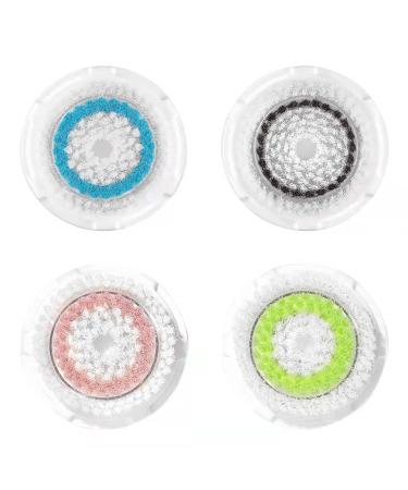 Replacement Facial Cleansing Brush Head , Facial Cleansing Brush Head for Clogged and Enlarged Pores (4 Pack,Mutilcolor) 4 Pack 2 Blue+ 2 Black