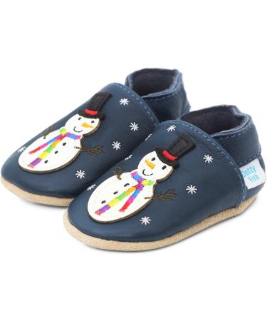 Dotty Fish Soft Leather Baby Shoes - Animal Designs for Boys and Girls, Non-Slip Toddler Shoes, 0-6 Months to 4-5 Years (Frosty Snowman) - Buy Online on SooperMarket.com