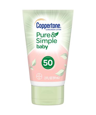 Coppertone Pure & Simple Baby SPF 50 Face Sunscreen Lotion  Zinc Oxide Mineral Sunscreen  Tear Free  Sunscreen for Face  Travel Size  2 Ounce