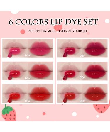 6 Colors Lip Tint Stain Set: Long-lasting Korean Lip Gloss & Cheek Tint - Waterproof, High Pigment, Vivid Color - Mini Liquid Lipstick Makeup Set - Buy Online on SooperMarket.com