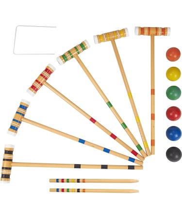 Family Croquet Set with Bag - 6-Player Backyard Lawn Game with Mallets, Balls, Wickets, and Stakes - Indoor/Outdoor Yard Fun - Buy Online on SooperMarket.com