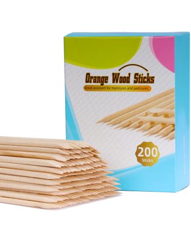 Fiezkaa 200Pcs Orange Sticks for Nails, Wooden Cuticle Sticks for Nail Cleaning, Double Sided Disposable Cuticle Pusher Bulk, Orangewood Nail Sticks for Nail Polish, Manicure Supplies Pedicure Tool 200 Count (Pack of 1)